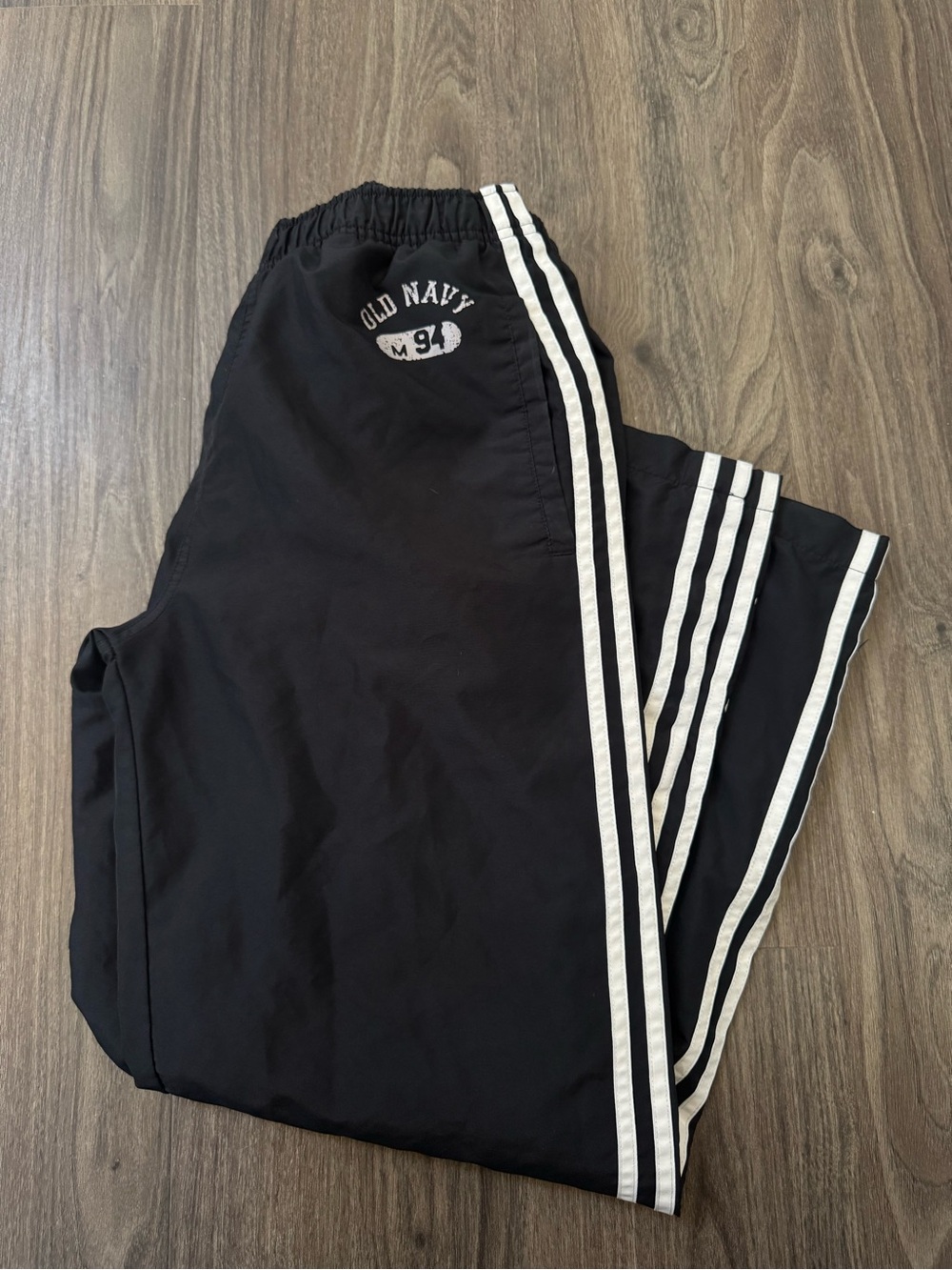 Old Navy Black Jogger Pants with White Side Stripes